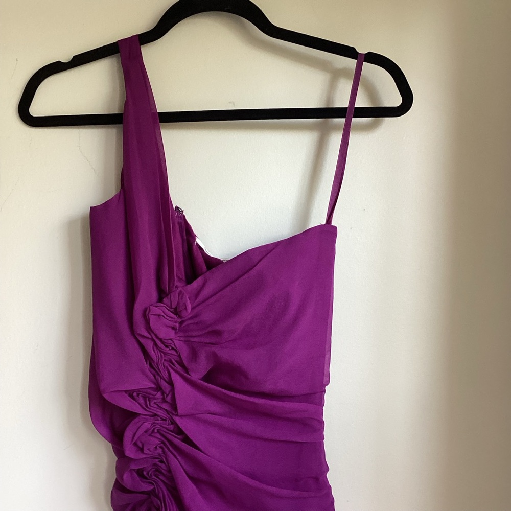 Diane Von Furstenberg Silk Maxi Dress  Size 4 Magenta Ruched Cocktail Luxury NWT
